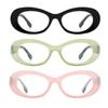 bullabulling Oval Blue Light Blocking Glasses for Women Men Vintage Fashion Small 90s Retro Oval Frame Style Eyeglasses (black/green/pink, 3.0, Diopters) view 2