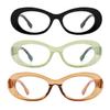 bullabulling Oval Blue Light Blocking Glasses for Women Men Vintage Fashion Small 90s Retro Oval Frame Style Eyeglasses (black/green/tea, 1.5, Diopters) view 2