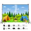 10x6.5ft Camping Backdrop Cartoon Forest Camp Tent Bonfire Scene Photography Background Camping Party Decorations Camper Hiking Outdoor Adventure Supplies Photo Studio Props view 2
