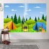 10x6.5ft Camping Backdrop Cartoon Forest Camp Tent Bonfire Scene Photography Background Camping Party Decorations Camper Hiking Outdoor Adventure Supplies Photo Studio Props view 4