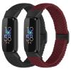 XFYELE 2 Pack Elastic Braided Bands Compatible with Fitbit Luxe/Luxe Special Edition Fitness Tracker - Soft Adjustable Nylon Strap Replacement Wristband for Women & Men view 1
