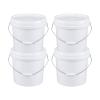 Jnktka 4 Gallon Round Plastic Buckets with Sealable Lids, White, 4 Pack view 1