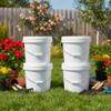 Jnktka 4 Gallon Round Plastic Buckets with Sealable Lids, White, 4 Pack view 2