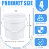 Jnktka 4 Gallon Round Plastic Buckets with Sealable Lids, White, 4 Pack view 4