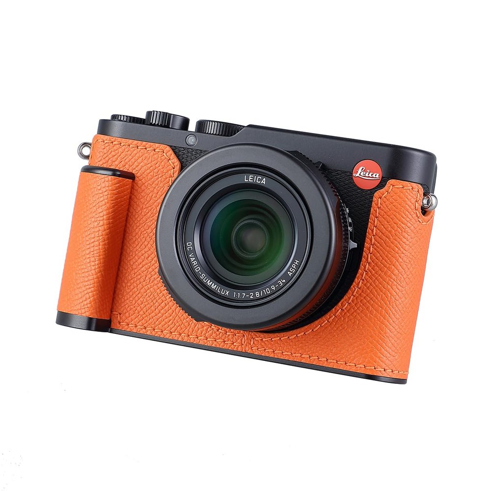 SIUTATDSH Camera Half Case for Leica D-LUX 8, Vintage Metal Genuine Leather Instant Camera Protective Cases Stylish Portable Shockproof (BY)
