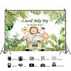 15x8ft Safari Baby Shower Backdrop A Sweet Baby Boy is On His Way Jungle Cartoon Animals Palm Leaves Photography Background Boys Baby Shower Party Decorations Banner Photo Studio Props view 2