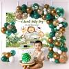 15x8ft Safari Baby Shower Backdrop A Sweet Baby Boy is On His Way Jungle Cartoon Animals Palm Leaves Photography Background Boys Baby Shower Party Decorations Banner Photo Studio Props view 3