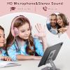 FNSHIP Kids Wired Headphones with Microphone, 85/94dB Safe Volume Limiter,Foldable,3.5mm Jack Over-Ear Cord Headset for Online Study/Travel, Compatible with Tablet,iPad,PC&More,Pink view 2