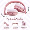 FNSHIP Kids Wired Headphones with Microphone, 85/94dB Safe Volume Limiter,Foldable,3.5mm Jack Over-Ear Cord Headset for Online Study/Travel, Compatible with Tablet,iPad,PC&More,Pink view 4