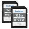 Nextorage 128GB 2 Pack SDXC UHS-II V60 Japanese Brand Max. Write Speed 100MB/s Max. Read Speed 280MB/s 4K Recording 2P-F2SE128G/INE SD Card Memory for Camera view 1