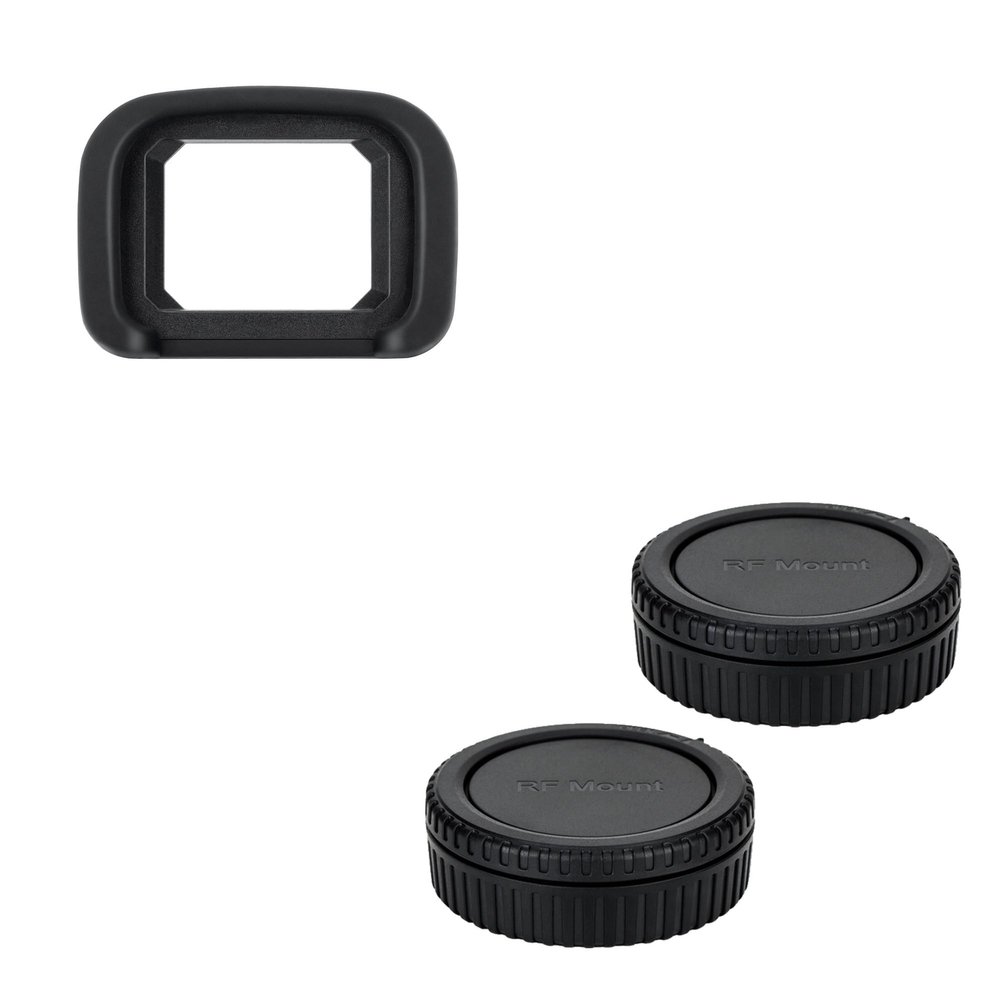JJC ER-H Soft Eyecup Eye Cup Eyepiece Viewfinder & 2-Pack RF Mount Body Cap Rear Lens Cover Cap for Canon EOS R3 Camera