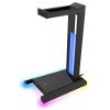 Speedlink EXCELLO NX Gaming Headset Stand RGB Headset Holder - Headphones Stand for Desk with 9 Light Modes, USB Hub 2.0 with 1 USB-C and 2 USB-A Ports, Black view 2