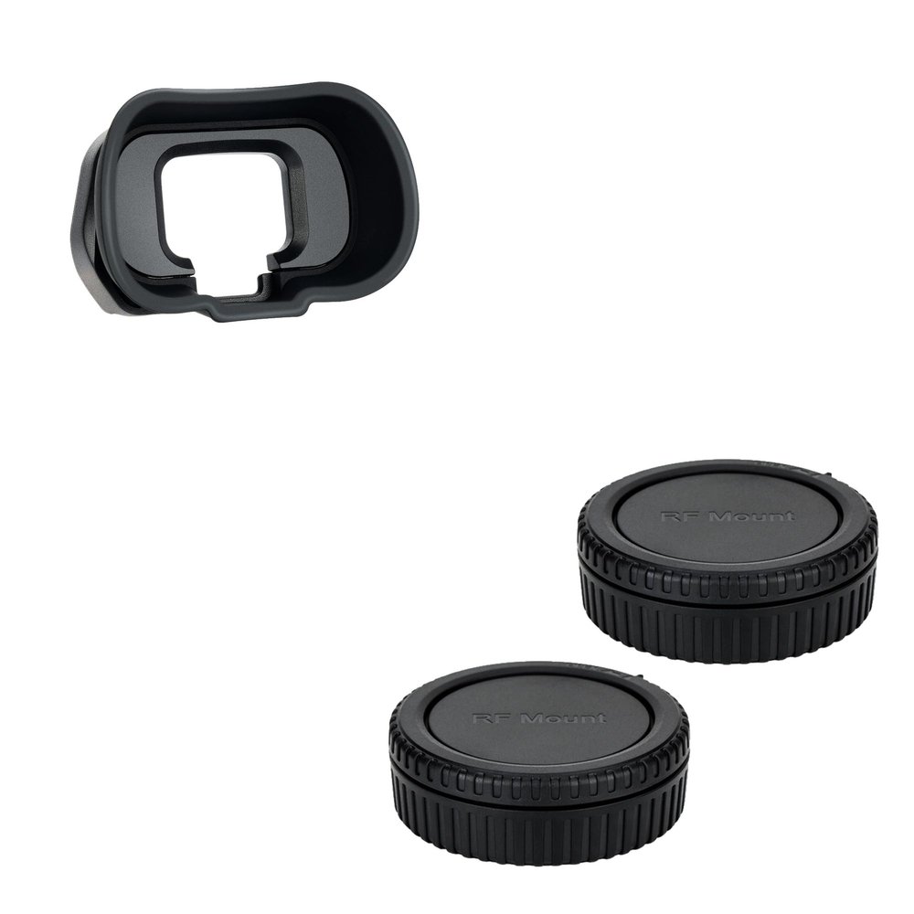 Long Soft Eyecup Eye Cup Eyepiece Viewfinder & 2-Pack RF Mount Body Cap Rear Lens Cover Cap for Canon EOS R6 Mark II R6 R5C R5 Mirrorless Cameras