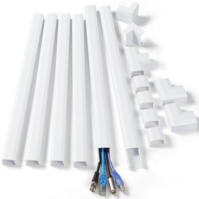 102in Wall Cable Hider, Cord Hider to Hide 3-4 Cords, Self-Adhesive TV Wire Hider for Wall, Cable Management Kit, Cable Raceway White, Paintable Cable Concealer, 6 x L17in x W1.2in x H0.6in
