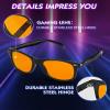 HMTIY Blue Light Blocking Glasses For Gaming - Premium Computer Screen UV Ray Filtering - Anti Eye Strain & Fatigue, Amber Lens view 4