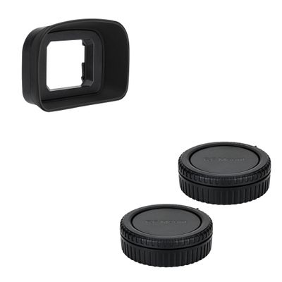 Long Soft Eyecup Eye Cup Eyepiece Viewfinder & 2-Pack RF Mount Body Cap Rear Lens Cover Cap for Canon EOS R3 Mirrorless Camera