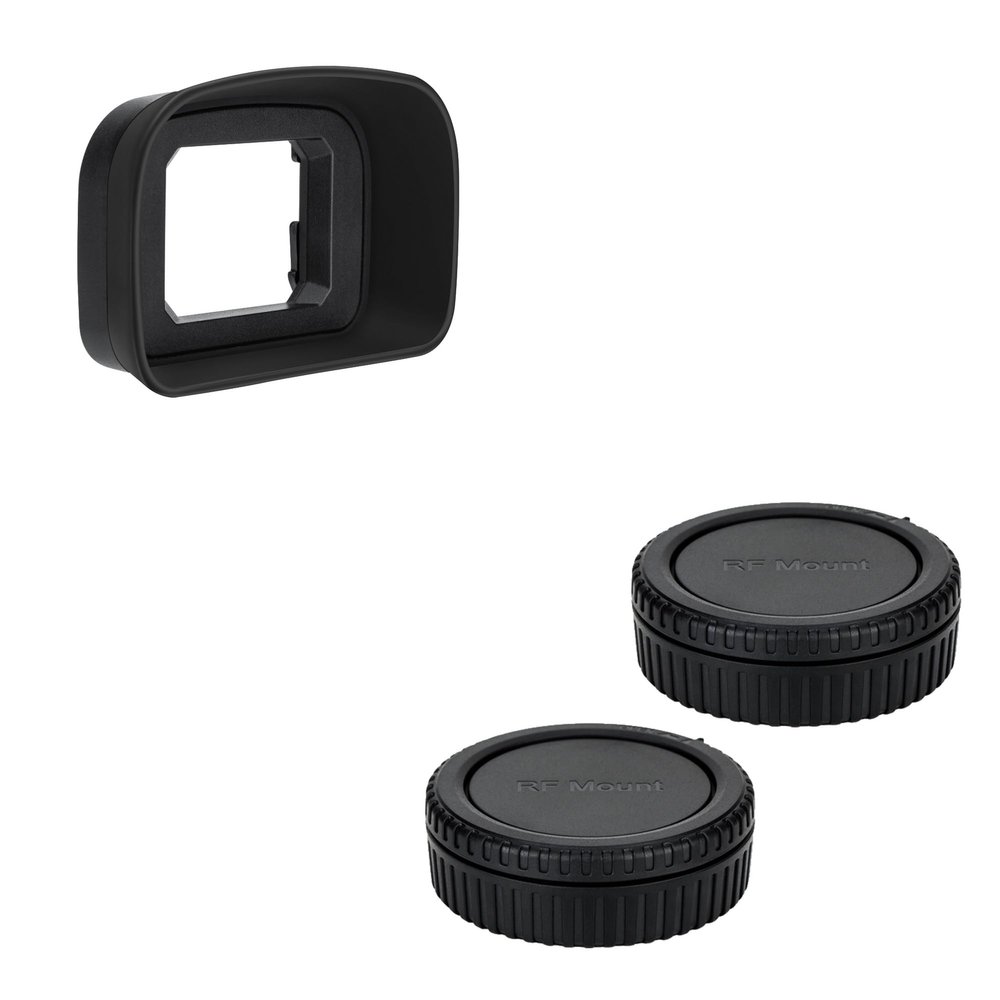 Long Soft Eyecup Eye Cup Eyepiece Viewfinder & 2-Pack RF Mount Body Cap Rear Lens Cover Cap for Canon EOS R3 Mirrorless Camera
