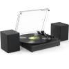 Vinyl Record Player with Two Stereo Speakers, Bluetooth Playback Turntable with 3 Speed AUX Headphone Input and RCA Out, Retro Black view 1