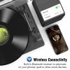 Vinyl Record Player with Two Stereo Speakers, Bluetooth Playback Turntable with 3 Speed AUX Headphone Input and RCA Out, Retro Black view 2