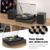 Vinyl Record Player with Two Stereo Speakers, Bluetooth Playback Turntable with 3 Speed AUX Headphone Input and RCA Out, Retro Black view 4
