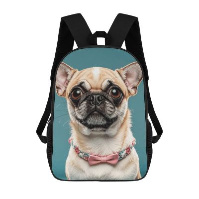 Dwrepo Cute Chihuahua Pug Backpack Casual Travel Bag Lightweight Waterproof Laptop Daypack for Women Men 17 Inch