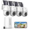 COOAU 4MP Cameras for Home Security, Solar Security Camera Wireless Outdoor System,4 Cam-Kit,360 Pan & Tilt,Color Night Vision,Motion Detection,No Monthly Fee,Siren Alarm,IP66,64GB Memory Card view 1