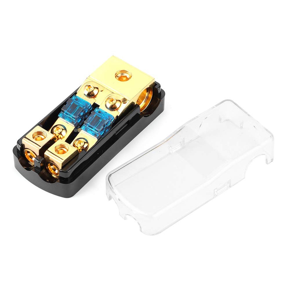 Box Holder, 2 Way 0/4 Gauge in to 4/8 Gauge Out 60A Box, Portable Mini ANL Holder for Audio System Automobile