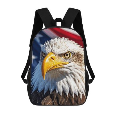 Dwrepo Bald Eagle with Flag Backpack Casual Travel Bag Lightweight Waterproof Laptop Daypack for Women Men 17 Inch