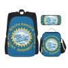 WURTON South Dakota Flag Print 3 In 1 Sets Casual Adjustable Shoulder Backpack Lunch Bag Pencil Case Pouch Box view 1