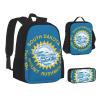 WURTON South Dakota Flag Print 3 In 1 Sets Casual Adjustable Shoulder Backpack Lunch Bag Pencil Case Pouch Box view 2