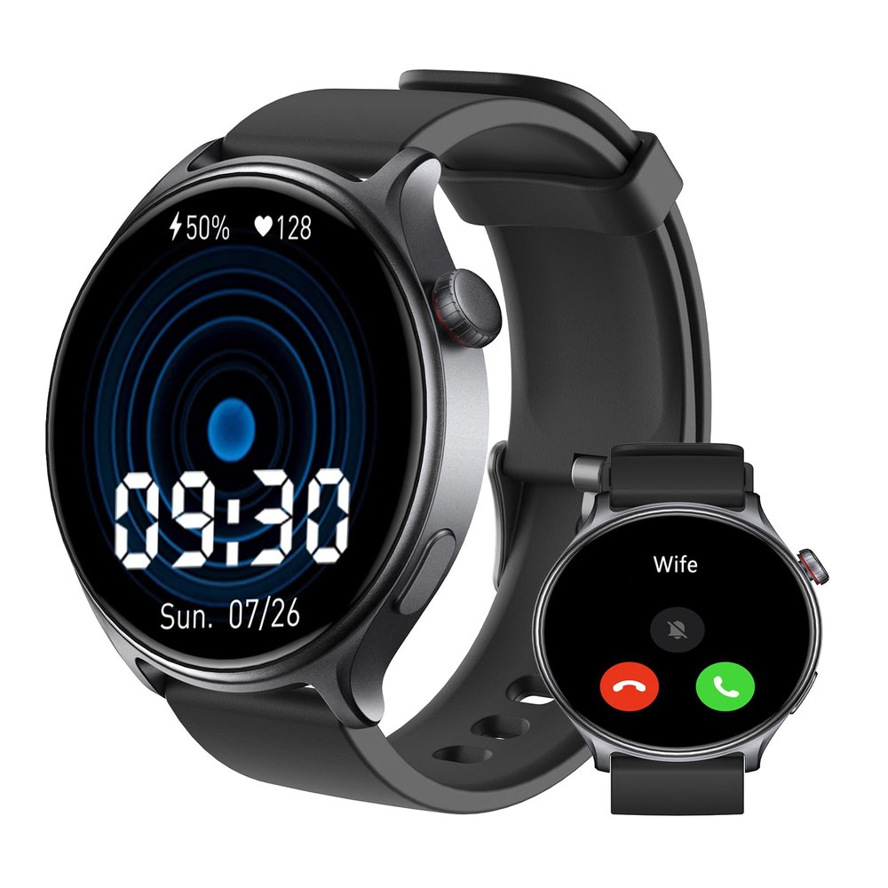 YMS Smart Watch for Women Android - 2025 Best Waterproof Men Fitness Watches (Answer/Make Calls),Heart Rate,Sleep,Pressure,Steps Monitor,Compatible with Android & iOS,100+ Sports Trackers (Black)