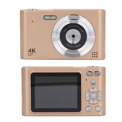 48MP 2.5K Digital Camera, Vlogging Camera with 16x Digital Zoom, Auto Focus Travel Camera with 2.4 Inch TFT Screen, Digital Camera with Speaker and Microphone (Gold)