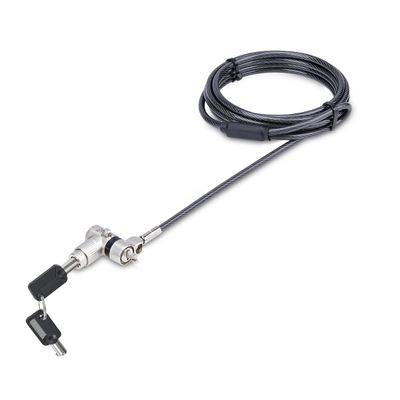 StarTech.com 3-in-1 Universal Laptop Lock 6.6ft (2m), Master Keyed Security Cable, Compatible with Noble Wedge/Nano/K-Slot; TAA