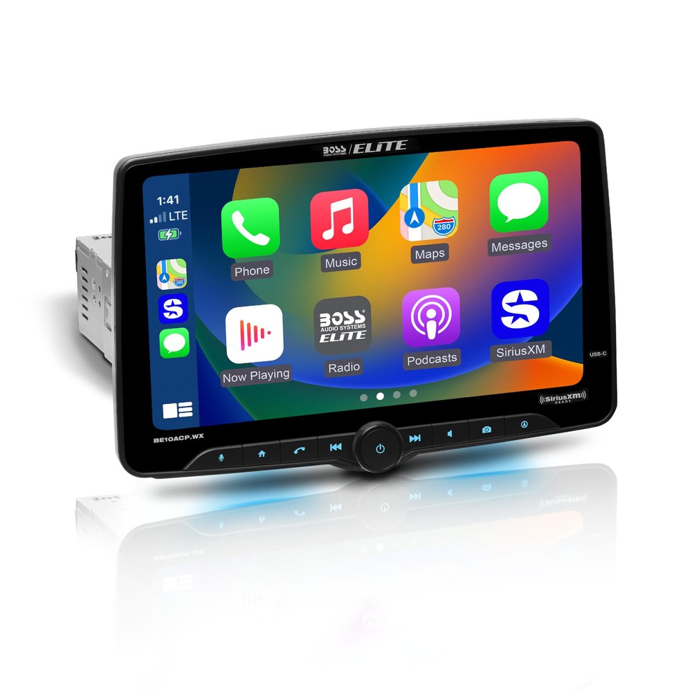 BOSS Audio Systems Elite BE10ACP.WX Single DIN Car Stereo Wireless Apple CarPlay, Android Auto, 10.1 Inch Touchscreen, Sirius XM-Ready, Bluetooth