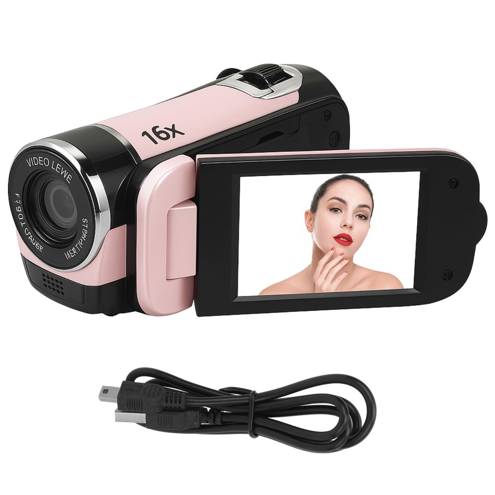 Yosoo Health Gear Video Camera Camcorder, 1080P 16MP DV Camera Digital Small Vlogging Video Camera 2.4 Inch Rotatable Screen 16X Zoom HD Camera Recorder with LED Fill Light ()