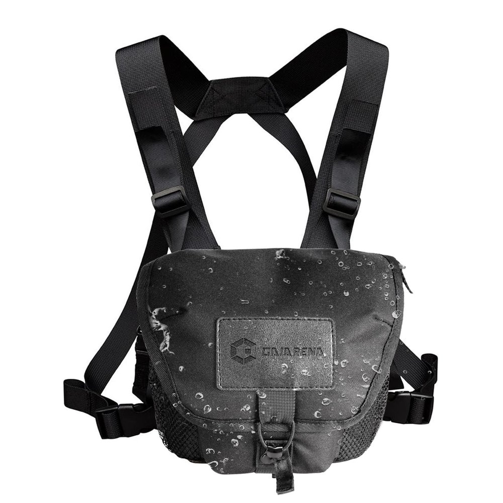 GAIARENA Waterproof Binocular Harness Chest Pack, Bino Harness Case with Rangefinder & Cellphone Pocket for 12x42 Binoculars Lightweight Binocular Pack for Hunting, Hiking (New Version)