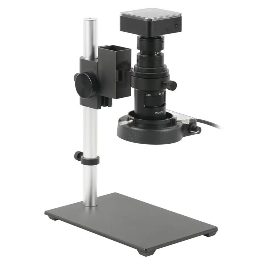ZTBH Microscope Accessories Kit 48MP 4K 2K Digital HDMI USB Microscope Touch Panel Camera 180X 200X 300X 500X C Mount Lens LED Light for Phone Repair Soldering Microscope Slides(Black,200X)