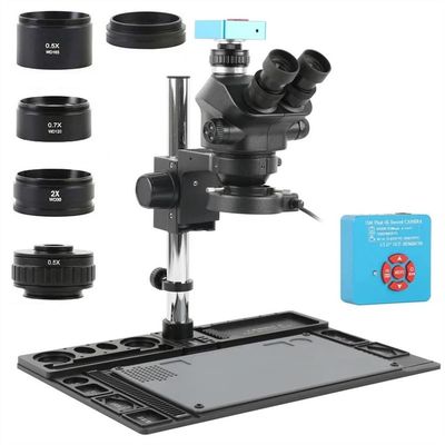 ZTBH Microscope Accessories Kit 3.5X-50X 100X Simul-Focus Continuous Zoom Stereo Trinocular Microscope 55MP 4K 1080P HDMI USB Video Camere CTV Lens Microscope Slides