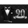 10x8ft Men 90th Happy Birthday Backdrop Tuxedo Necktie Suit Birthday Photography Background Platinum Sign Ninety Happy Birthday Party Banner Decoration Father Gentleman Portrait Shoot Studio Props view 4