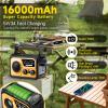 59200mWh Emergency Radio - 16000mAh Portable Solar Hand Crank NOAA/AM/FM Weather Radio with Battery Powered & USB Charger,SOS Alarm,Flashlight, Reading Lamp for Outdoor Camping,Storm,Survival Kits view 2