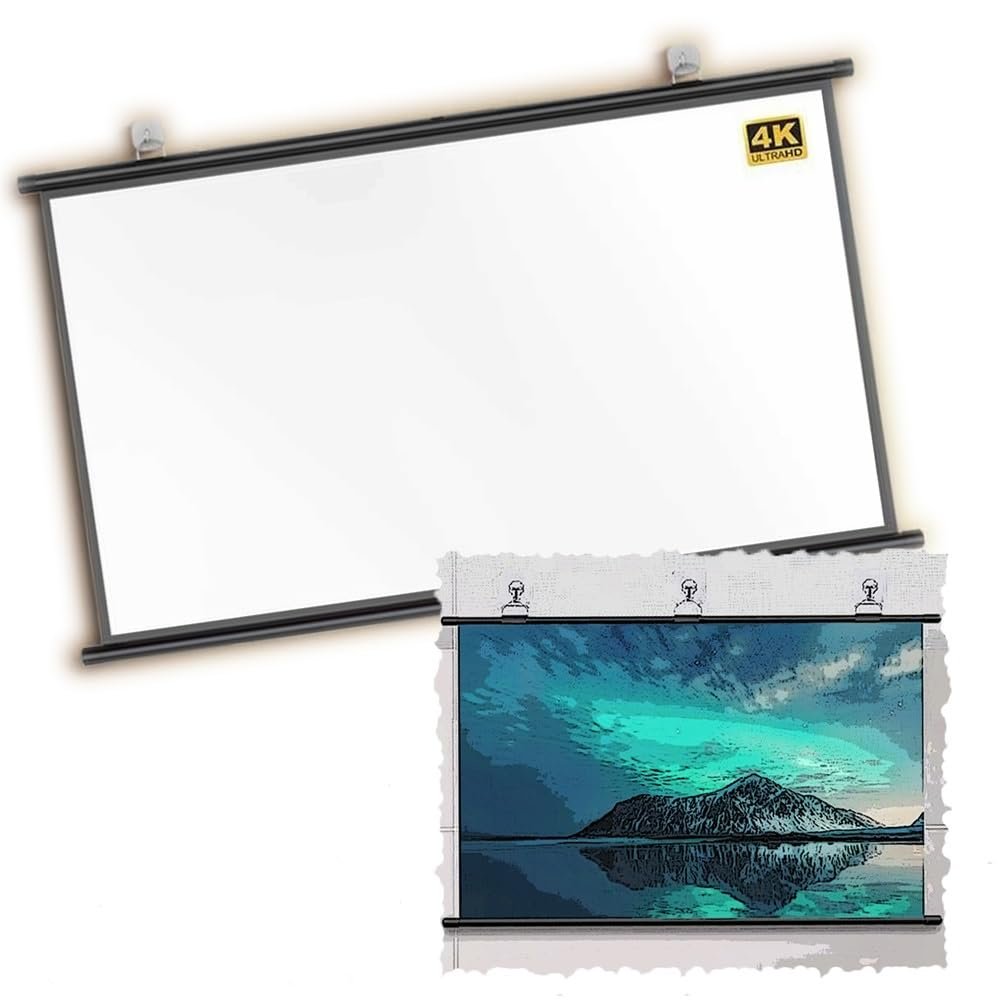 BIUBPW 30in Projector Screen Indoor Portable Projection Screen 16:9 Home Theater Movie Screen, Small Projector Screen for Camping Office(30in-16:9)