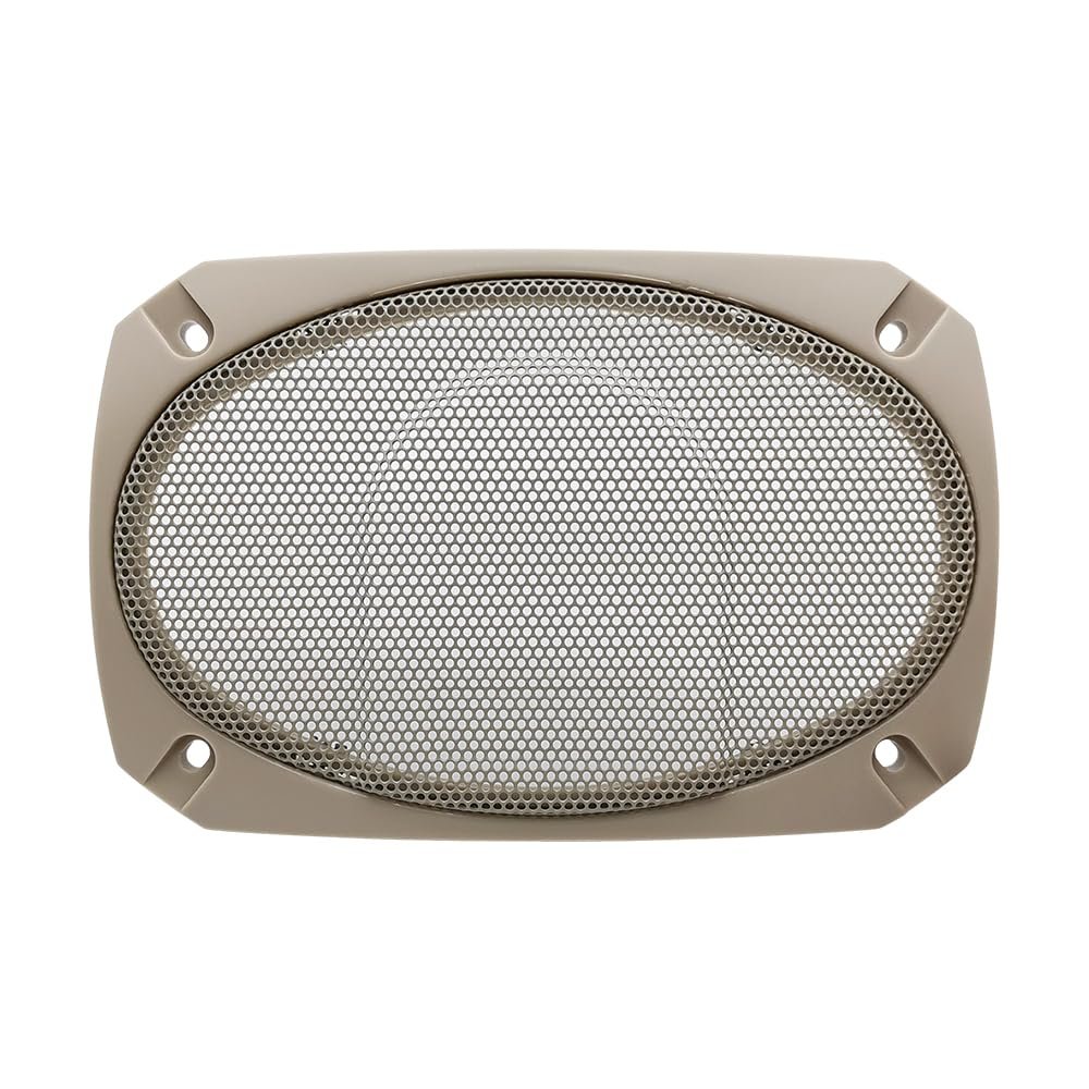 2X DRPSODAC Rectangular Speaker Dust Grill Cover ABS Plastic Decorative Circle Metal Mesh Protection for 4x6 inch Loudspeakers (Beige)