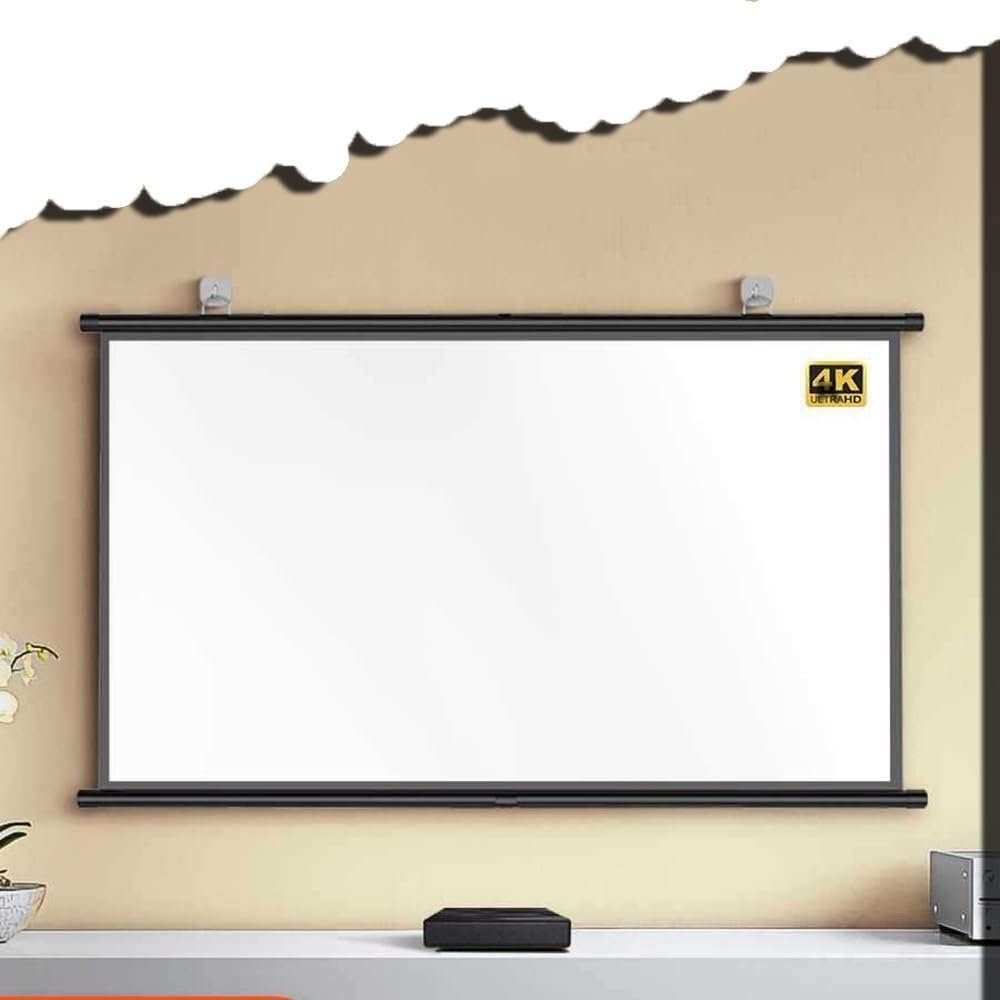 BIUBPW Projector Screen Pull Down HD Projection Screen Roll Up Lightweight Projector Screen, Indoor Outdoor Home Theater Movie Screen(30in-4:3)
