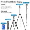 77 inch Professional Camera Photography Tripod,Ball Head Aluminum DSLR/SLR Tripod & Monopod with Carry Bag Compatible with Canon Nikon Binoculars Laser Telescop(Black) view 3