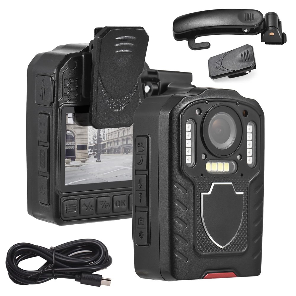 Camnoon 1080P Body Camera with Audio and Video Recording Wearable Body Cam Camcorder LCD Screen IR Night Vision Motion Detection Built-in 64GB Memory for Law Enforcement Delivery Personal Traveling