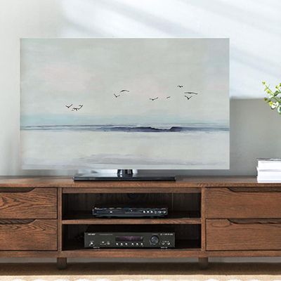 Retro Style TV Dust Cover, Wall Mounted LCD LED 55 Inch 50 Curved 65 Landscape Printed TV Cover Waterproof And Soft Fabric(Size:58in(136x85cm),Color:C)