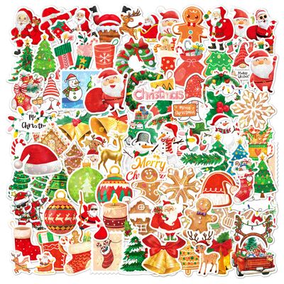 100 Pcs Christmas Stickers for Laptop Phone Water Bottles Envelopes Gifts Tags Crafts Windows Snowboard, Laser-Vinyl-Produktionsprozess, Christmas Stickers for Kids Girl Teens and AdutsType A