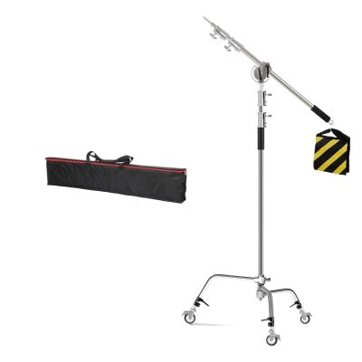 LKBEJMYY 106cm-249cm Stainless Steel Cross arm Pole with Weight Bag Accessories Extension Pole Studio kit Light Stand(Crossbar and Wheels)
