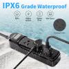Black Outdoor Power Strip Weatherproof,3 FT Short Waterproof Extension Cord,Surge Protector with 3 Wide Outlets, 16AWG,1875W/15Amps, Shockproof Outlet Extender for Kitchen,Patio,Garden Lighting view 2