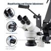 DZQ ZQ-1X Multi-Directional Microscope Micro-Setting Microscope,7X-45X Magnification,0.7X-4.5X Zoom Objective,60-Led Ring Light,Spring Bracket,Includes 0.5X Barlow Lens view 3